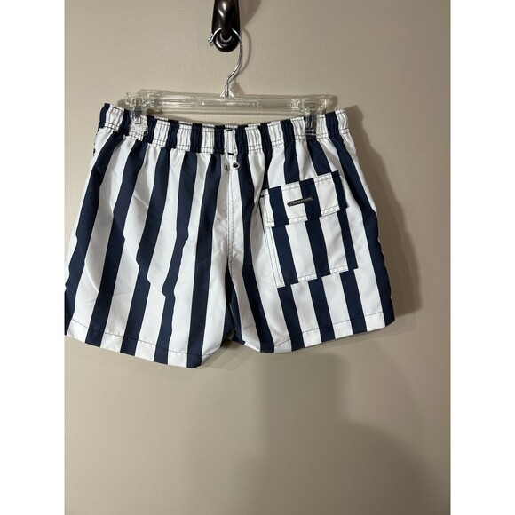 Sunny Patoche Men Swim Shorts Lined Pockets Blue White Striped Size Large - Picture 2 of 13